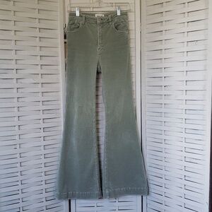 Rolla's Women's Green Courdoroy Eastcoast High Rise Flared Jeans Size 25